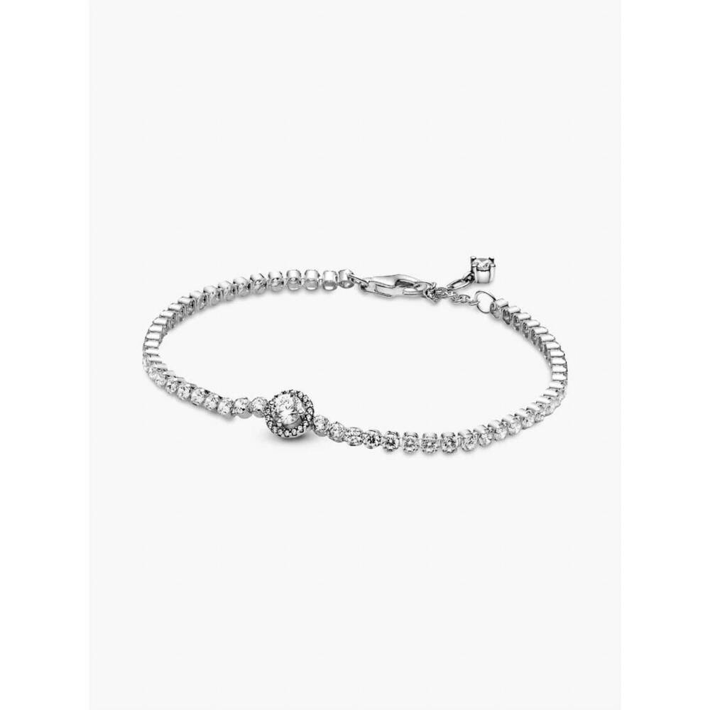 NEW PANDORA sparkling halo tennis medium bracelet in silver